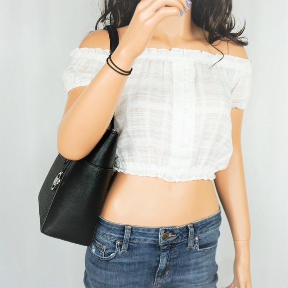 Michael Kors Charlotte Tote Shoulder Bag MK Black - Picture 4 of 12